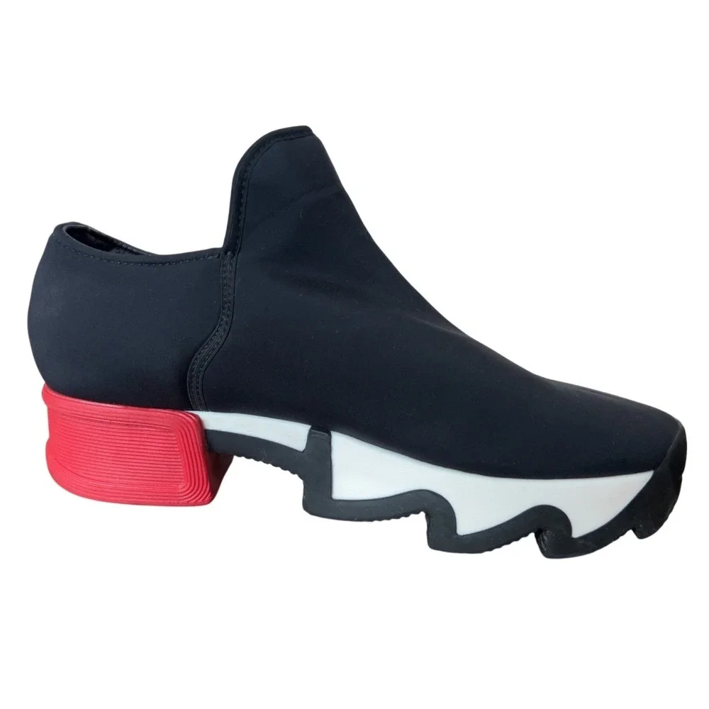 iRi NYC WES Black Red Vegan Low Top Women Slip On Platform Loafer Sneaker